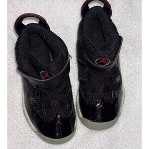 Nike Air Jordan 6 Rings TD Bred Black Red 323420-064 Toddler 10C Preowned